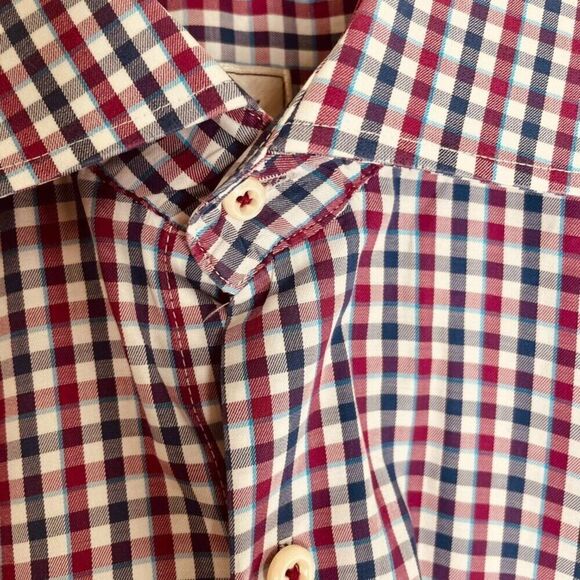 Peter Millar | Men’s Gingham Check Button Down Dress Shirt Size M | EUC - Picture 9 of 13